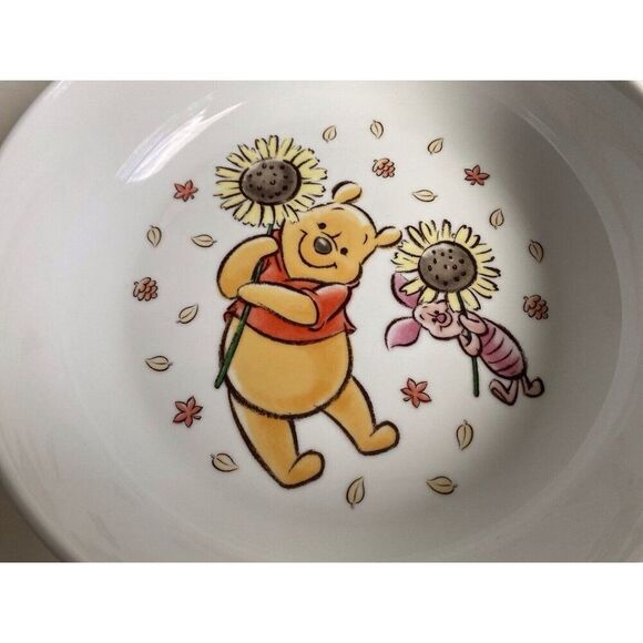 Set Of 2 Disney Winnie the Pooh Piglet Sunflower Dinner Pasta Dish Bowl Fall NEW - Picture 8 of 10